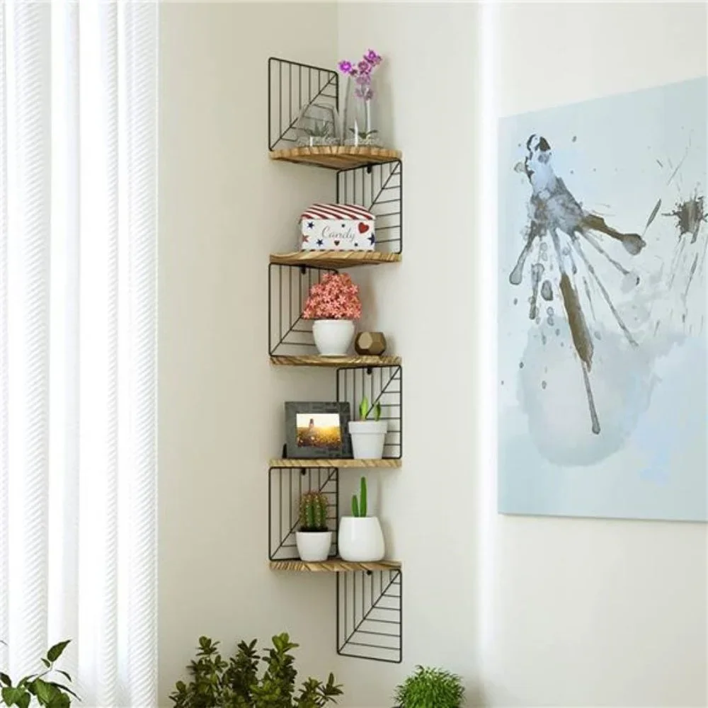 Corner Shelf Wall Mount 5 Tier Floating Shelves Bedroom Living Room Bathroom